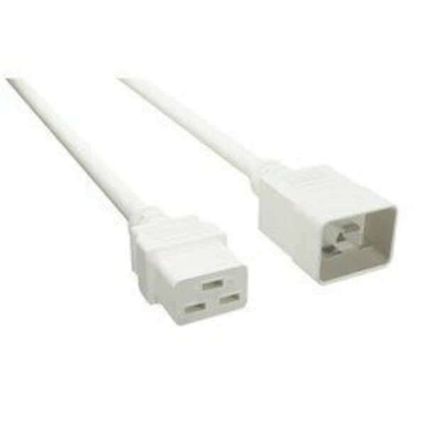 Swe-Tech 3C Heavy Duty Server Power Extension Cord, White, C20 to C19, 12AWG/3C, 20 Amp, 6 foot FWT10W3-41206WH